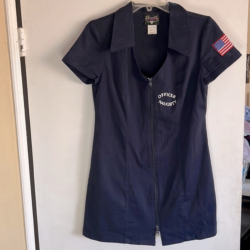 EUC Womens Costume Officer Naughty Front Zip Dress